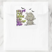 Funny Kidwrapped Mummy Baby Green/Paars ID683 Vierkante Sticker (Tas)