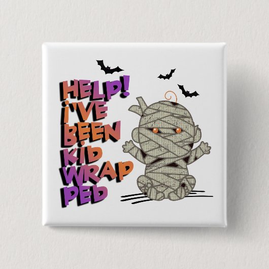 Funny Kidwrapped Mummy Baby Oranje ID683 Vierkante Button 5,1 Cm (Voorkant)