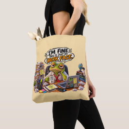 Funny Kikker Werkgezicht Boodschappentas - Kantoor Tote Bag