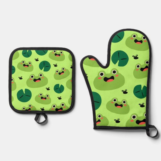 Funny kikkers ovenwant & pannenlap set (Voorkant)