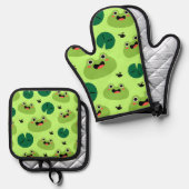 Funny kikkers ovenwant & pannenlap set (Voorkant / Achterkant)