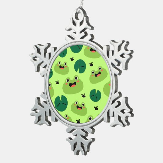 Funny kikkers tin sneeuwvlok ornament (Rechts)