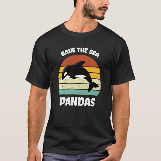 Funny Killer Whale Orca Dolphin redt het Zee Panda T-shirt (Voorkant)