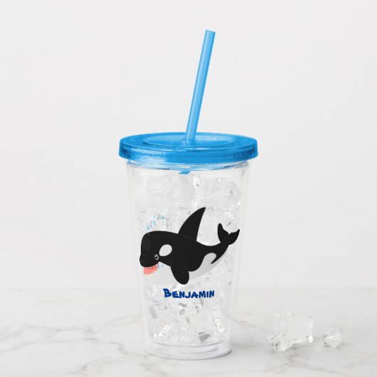 Funny killerwalvis orca leuke cartoon illustratie acryl drinkbeker (Achterkant ijs)
