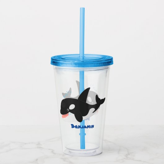 Funny killerwalvis orca leuke cartoon illustratie acryl drinkbeker (Voorkant)