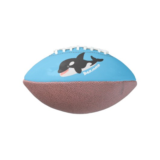 Funny killerwalvis orca leuke cartoon illustratie american football (Gedraaid 90)