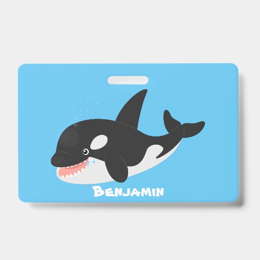 Funny killerwalvis orca leuke cartoon illustratie badge (Voorzijde)