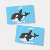 Funny killerwalvis orca leuke cartoon illustratie badge (Voor- en achterkant)