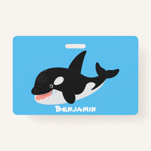 Funny killerwalvis orca leuke cartoon illustratie badge (Voorkant)