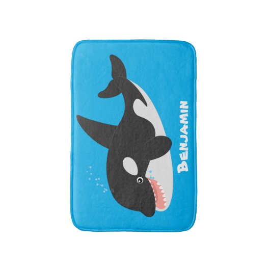 Funny killerwalvis orca leuke cartoon illustratie badmat (Voorkant Verticaal)