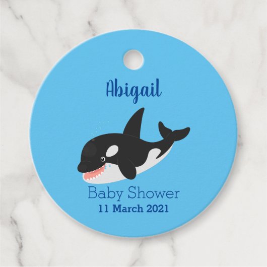 Funny killerwalvis orca leuke cartoon illustratie bedankjes labels (Voorkant)