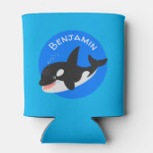 Funny killerwalvis orca leuke cartoon illustratie blikjeskoeler (Achterkant)