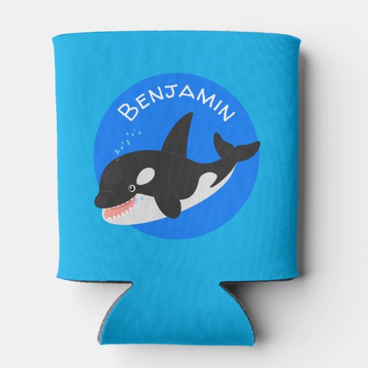 Funny killerwalvis orca leuke cartoon illustratie blikjeskoeler (Achterkant)