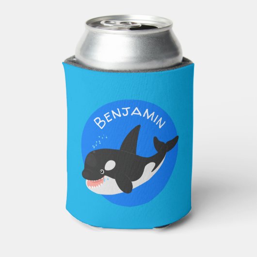 Funny killerwalvis orca leuke cartoon illustratie blikjeskoeler (Blikje Achterkant)