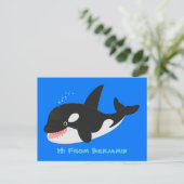 Funny killerwalvis orca leuke cartoon illustratie briefkaart (Staand voorkant)