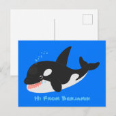 Funny killerwalvis orca leuke cartoon illustratie briefkaart (Voorkant / Achterkant)