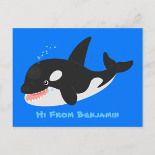 Funny killerwalvis orca leuke cartoon illustratie briefkaart