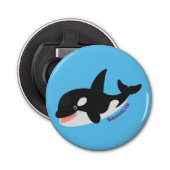 Funny killerwalvis orca leuke cartoon illustratie button flesopener (Voorkant)