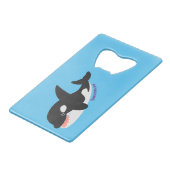 Funny killerwalvis orca leuke cartoon illustratie creditkaart flessenopener (Achterkant Gekanteld)