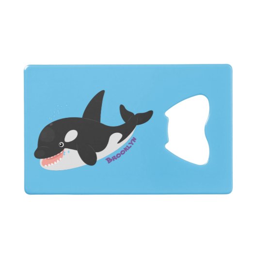 Funny killerwalvis orca leuke cartoon illustratie creditkaart flessenopener (Voorkant (Horizontaal))