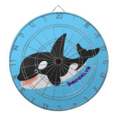 Funny killerwalvis orca leuke cartoon illustratie dartbord (Voorkant)