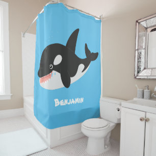 Funny killerwalvis orca leuke cartoon illustratie douchegordijn