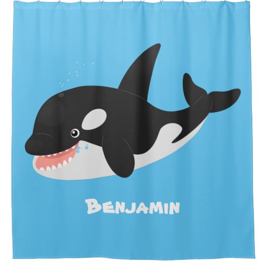 Funny killerwalvis orca leuke cartoon illustratie douchegordijn (Voorkant)