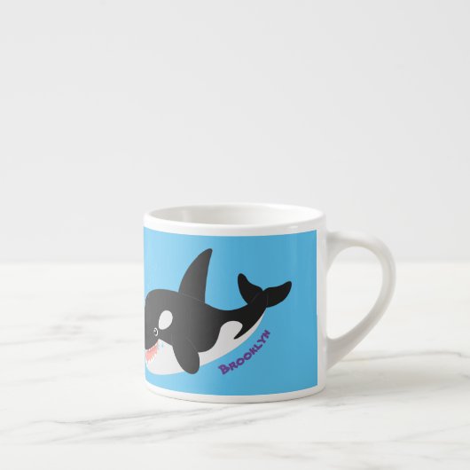 Funny killerwalvis orca leuke cartoon illustratie espresso kop (Rechts)