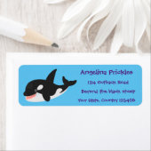 Funny killerwalvis orca leuke cartoon illustratie etiket (Insitu)