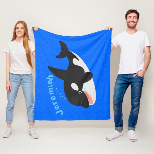 Funny killerwalvis orca leuke cartoon illustratie fleece deken (In situ)