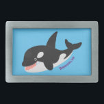 Funny killerwalvis orca leuke cartoon illustratie gesp<br><div class="desc">Dit schattige ontwerp is voorzien van een gelukkig glimlachende dodelijke walvis die belletjes blaast voor de lol!</div>