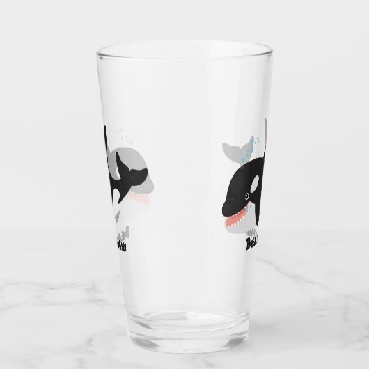 Funny killerwalvis orca leuke cartoon illustratie glas (Links)