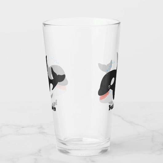 Funny killerwalvis orca leuke cartoon illustratie glas (Rechts)