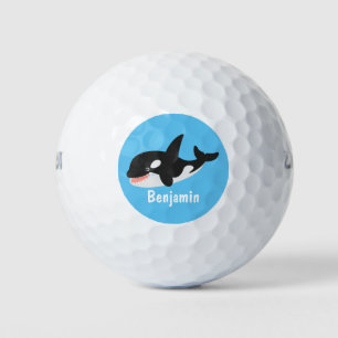 Funny killerwalvis orca leuke cartoon illustratie golfballen