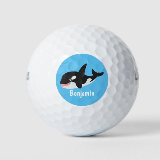 Funny killerwalvis orca leuke cartoon illustratie golfballen (Voorkant)