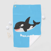 Funny killerwalvis orca leuke cartoon illustratie golfhanddoek (Insitu)