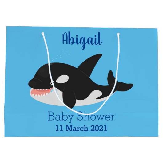 Funny killerwalvis orca leuke cartoon illustratie groot cadeauzakje (Achterkant)