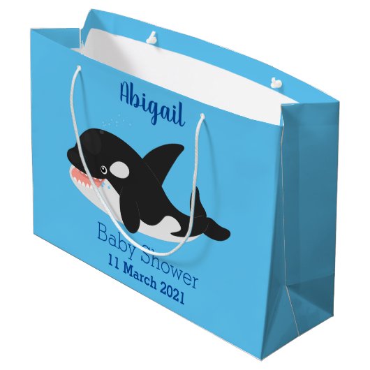 Funny killerwalvis orca leuke cartoon illustratie groot cadeauzakje (Achterkant Gekanteld)