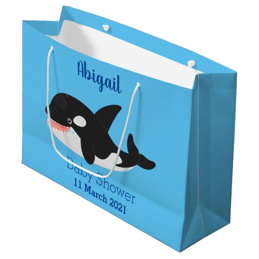 Funny killerwalvis orca leuke cartoon illustratie groot cadeauzakje (Voorkant Gekanteld)