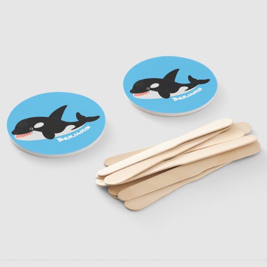 Funny killerwalvis orca leuke cartoon illustratie handwaaier (Niet-gemonteerd)