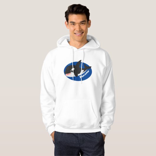 Funny killerwalvis orca leuke cartoon illustratie hoodie (Voorkant volledig)