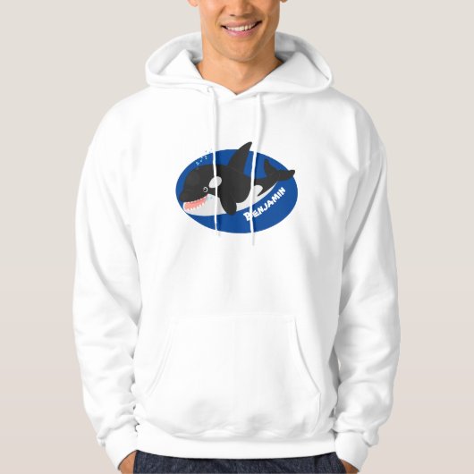 Funny killerwalvis orca leuke cartoon illustratie hoodie (Voorkant)