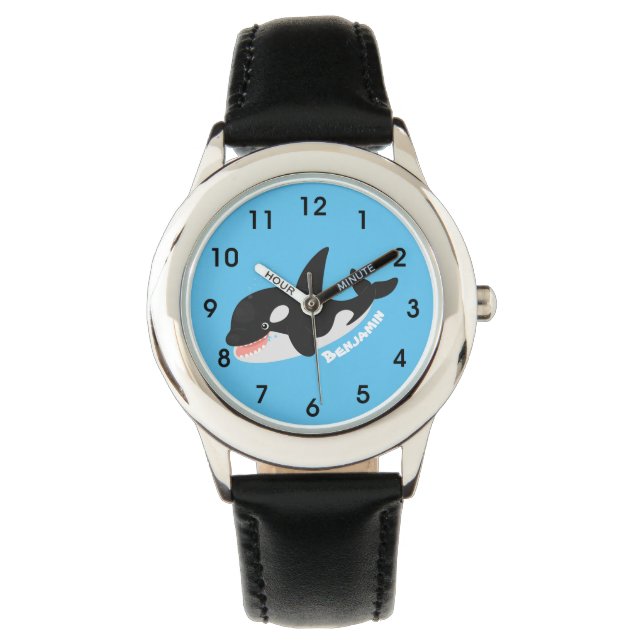 Funny killerwalvis orca leuke cartoon illustratie horloge (Voorkant)