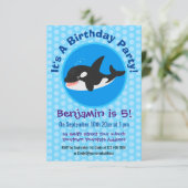 Funny killerwalvis orca leuke cartoon illustratie kaart (Staand voorkant)