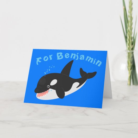 Funny killerwalvis orca leuke cartoon illustratie kaart (Voorkant)