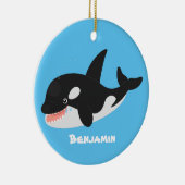 Funny killerwalvis orca leuke cartoon illustratie keramisch ornament (Rechts)