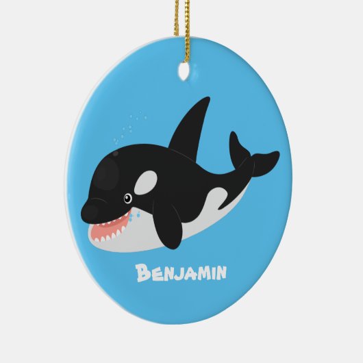 Funny killerwalvis orca leuke cartoon illustratie keramisch ornament (Rechts)