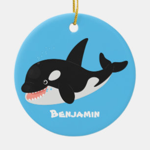 Funny killerwalvis orca leuke cartoon illustratie keramisch ornament