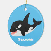 Funny killerwalvis orca leuke cartoon illustratie keramisch ornament (Links)