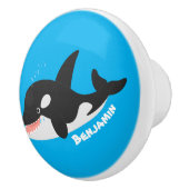 Funny killerwalvis orca leuke cartoon illustratie keramische knop (Rechts)